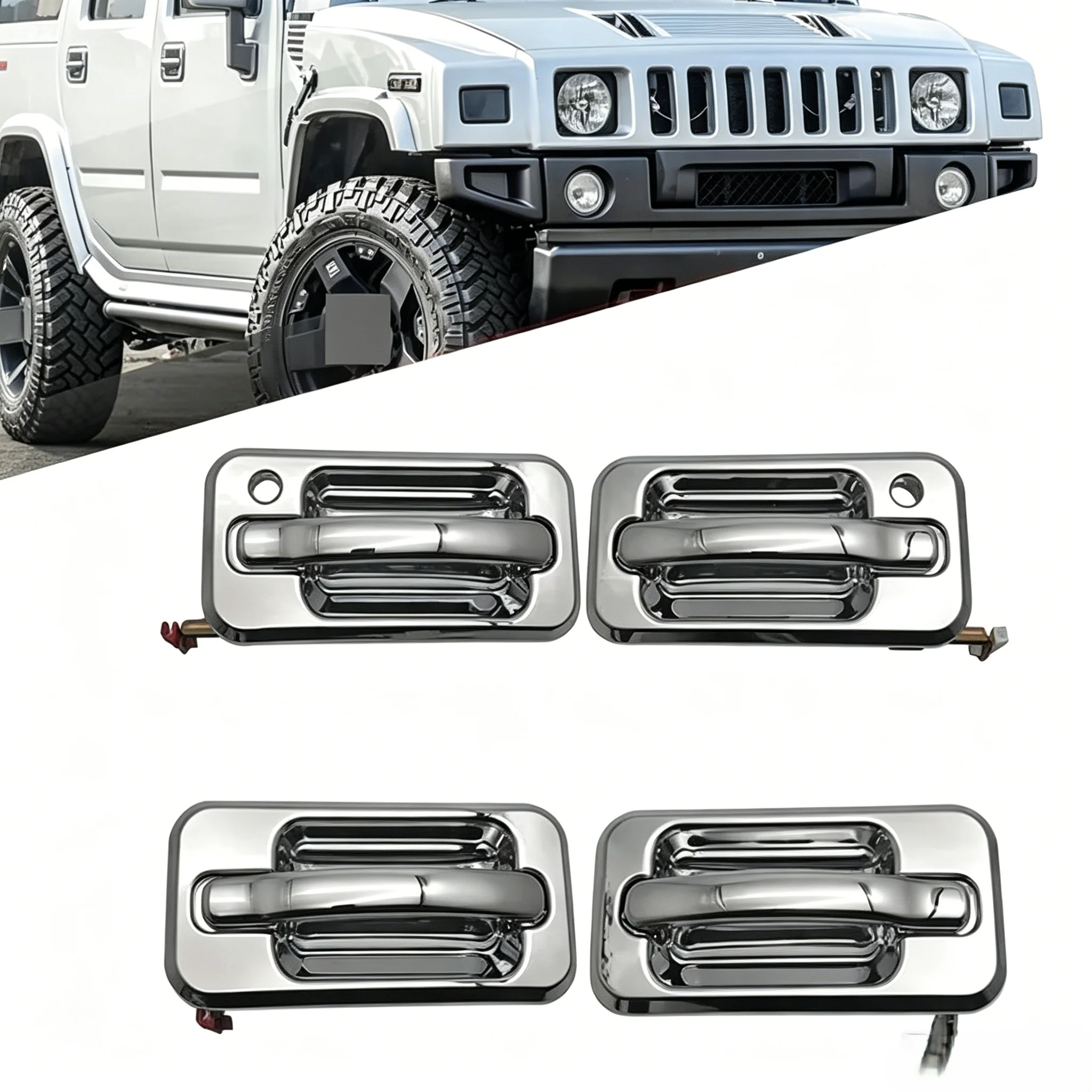 1Set Exterior Outside Door Handle Chrome Housing Chrome Lever for Hummer H2 2003-2009 Replaces 15104790 15104791 25845864