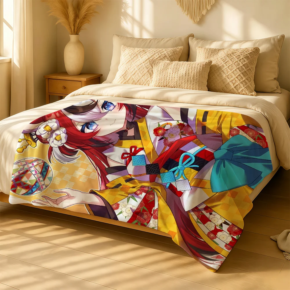 Anime Hakos Baelz Blanket For Soft Warm Knee For Bedroom Living Room Bed Sofa Camping Picnic Office Gift Throw