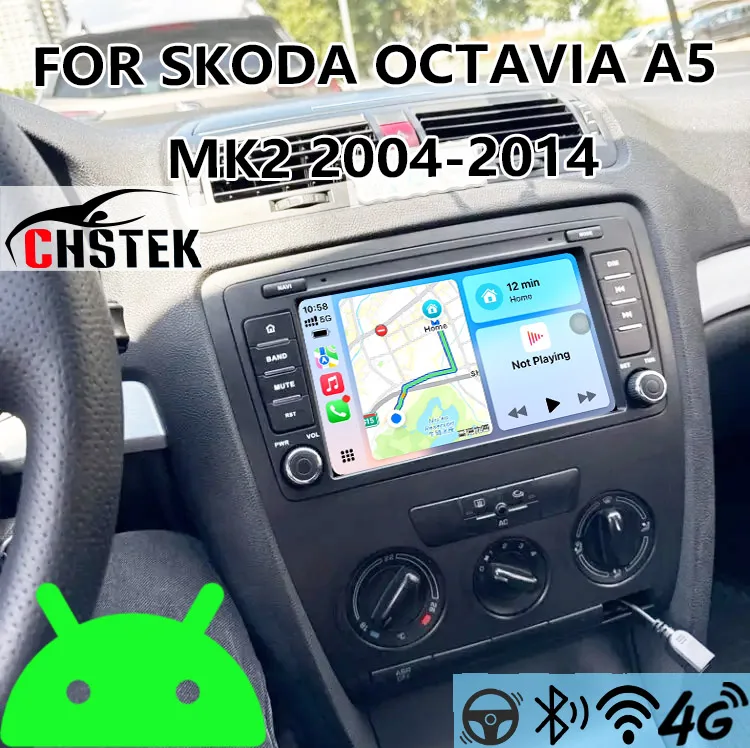 CHSTEK Car Unit For Skoda Octavia 2 A5 Mk2 2004-2014 Android System Bluetooth 4G GPS WIFI Navigation Multimedia Upgrade Models