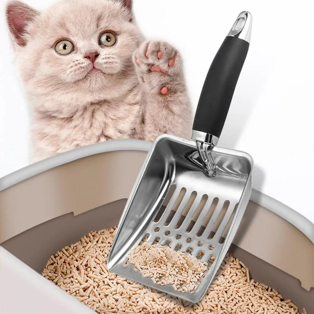 Large-area Filter Scoop Durable Stainless Steel Cat Litter Scoop Set Non-slip Handle Poop Sifting Scooper Easy to Clean for Cat