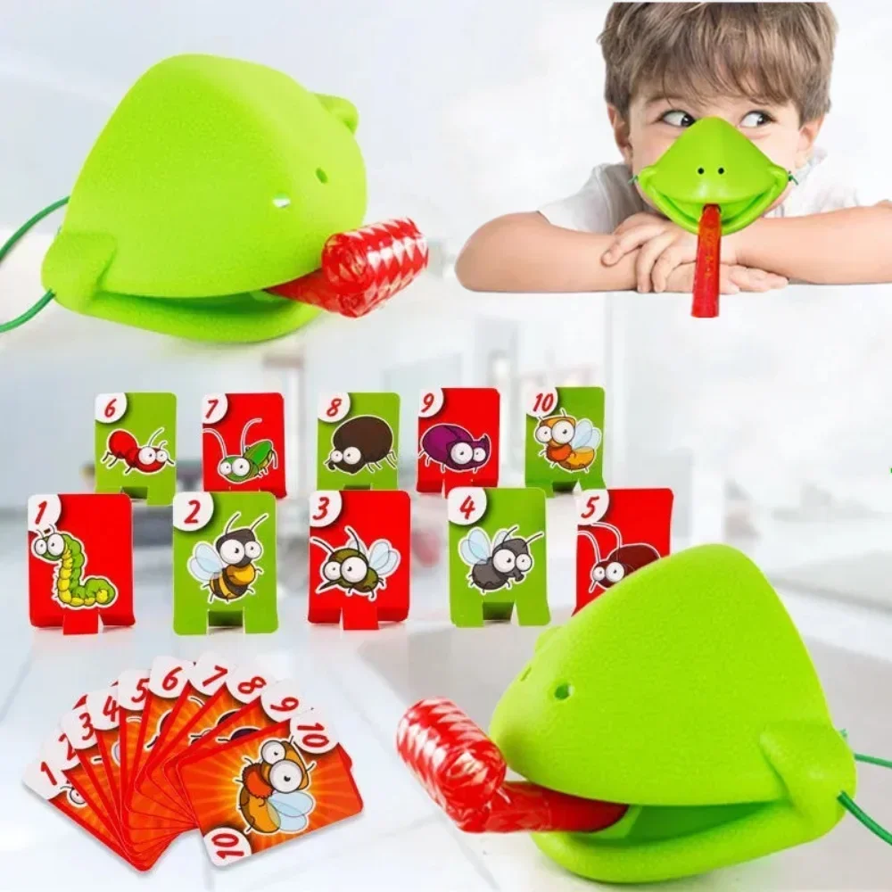 Funny Lizards Mask Toy Frog Tongue-Sticking TikTok Same Two-player Card Game Desktop Interactive Toys Parent-child Party Game