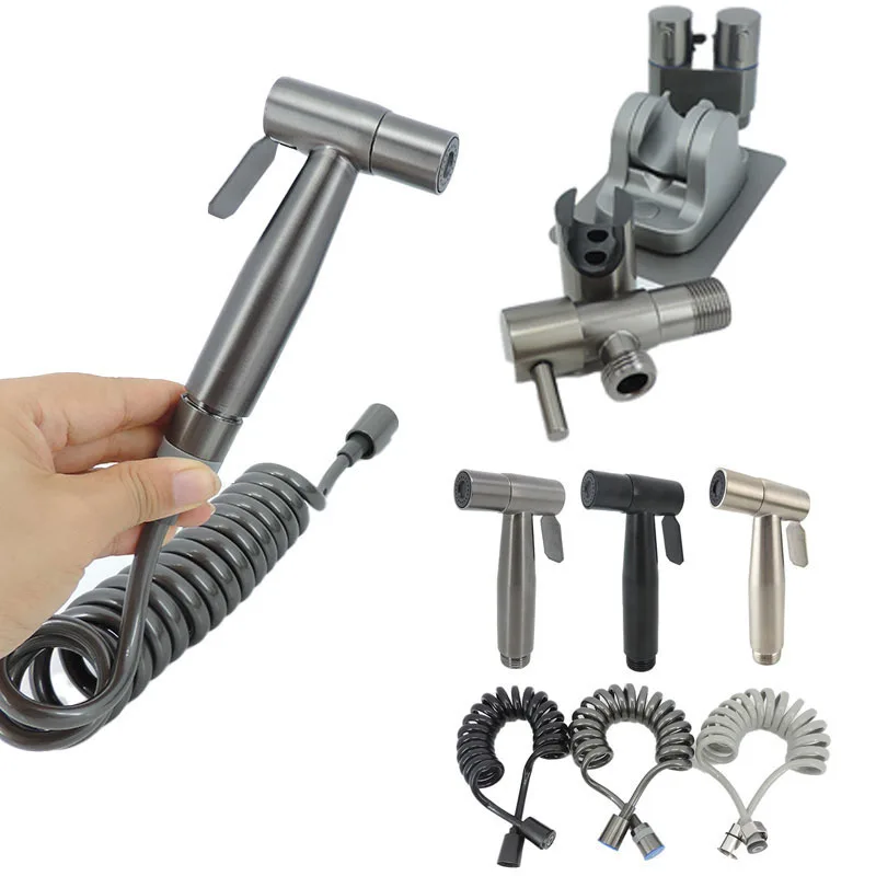 304 stainless Steel dark grey black silver Bidet Sprayer wash faucet Bathroom Toilet kit water shower Heads Handheld wc Clean s1