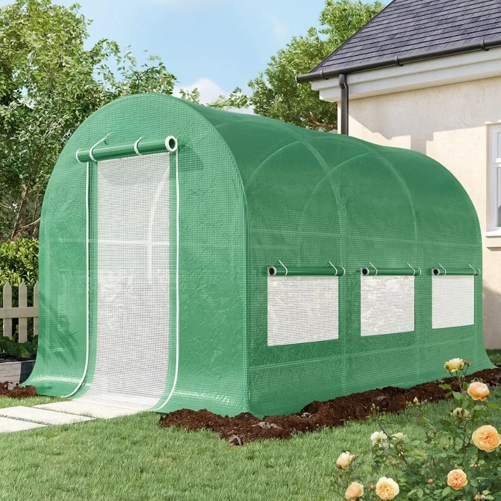 

12x6.6x6.6 FT Greenhouse for Outdoors Heavy Duty Large Garden Walk-in Green House Portable with PE Cover Zipper Screen Door