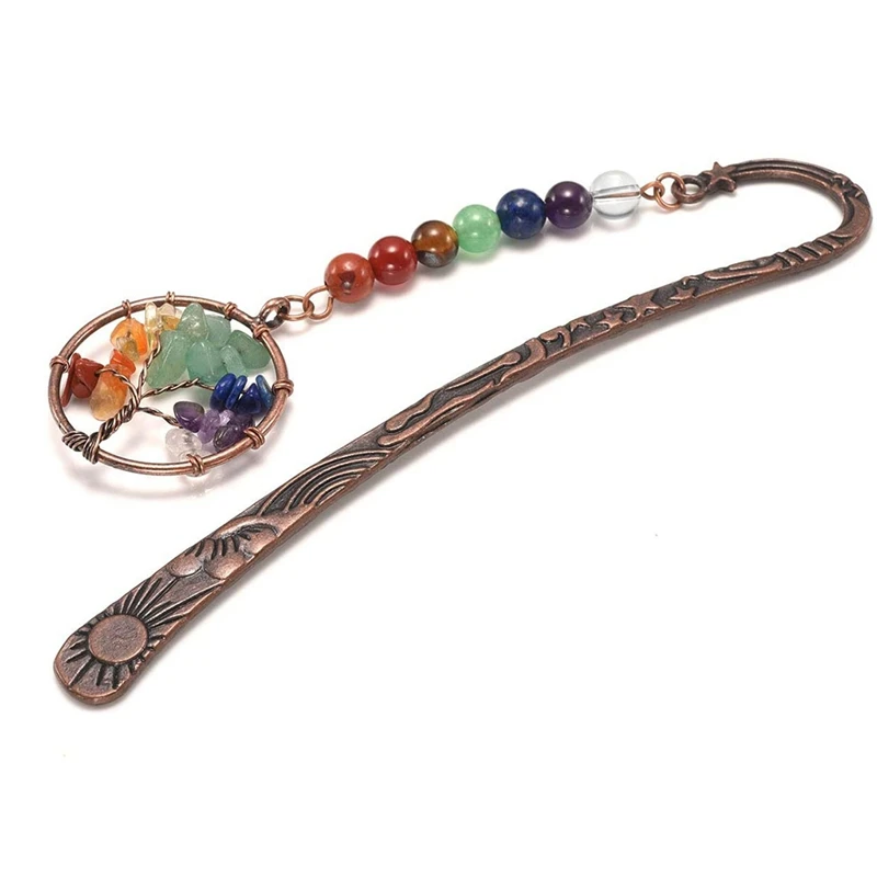 Chakra Crystal Bookmark Vintage Metal Tree Bookmarks For Women Student Teacher Graduation Christmas Gift