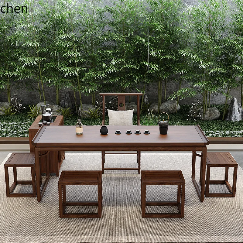 PYH Calligraphy Painting Desk Zen Furniture New Chinese Style Desk and Chair Set Modern Solid Wood Desk and Chair