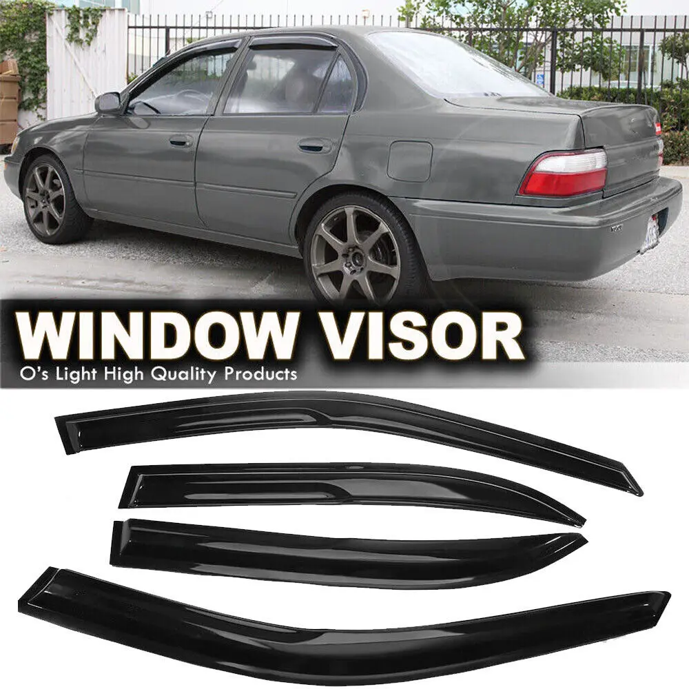 

Fits 1993-1997 Toyota Corolla Side Window Visor Vent Shade Rain Guards Deflector