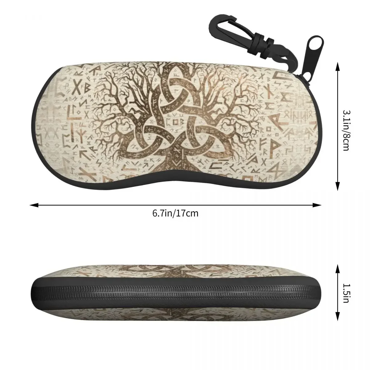 Tree Of Life With Triquetra And Futhark Gold Glasses Case Portable Norse Yggdrasil Shell Eyeglasses Case Sunglasses Box