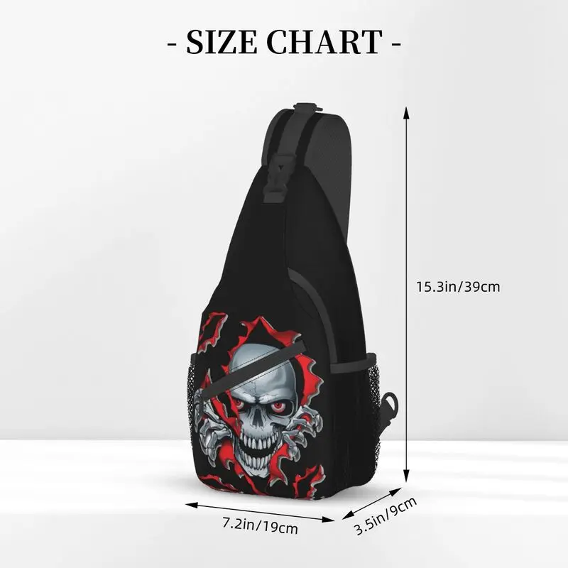 Rip Skull Sling Chest Bag Customized Gothic Skeleton Shoulder Crossbody Backpack for Men Cycling Camping Daypack