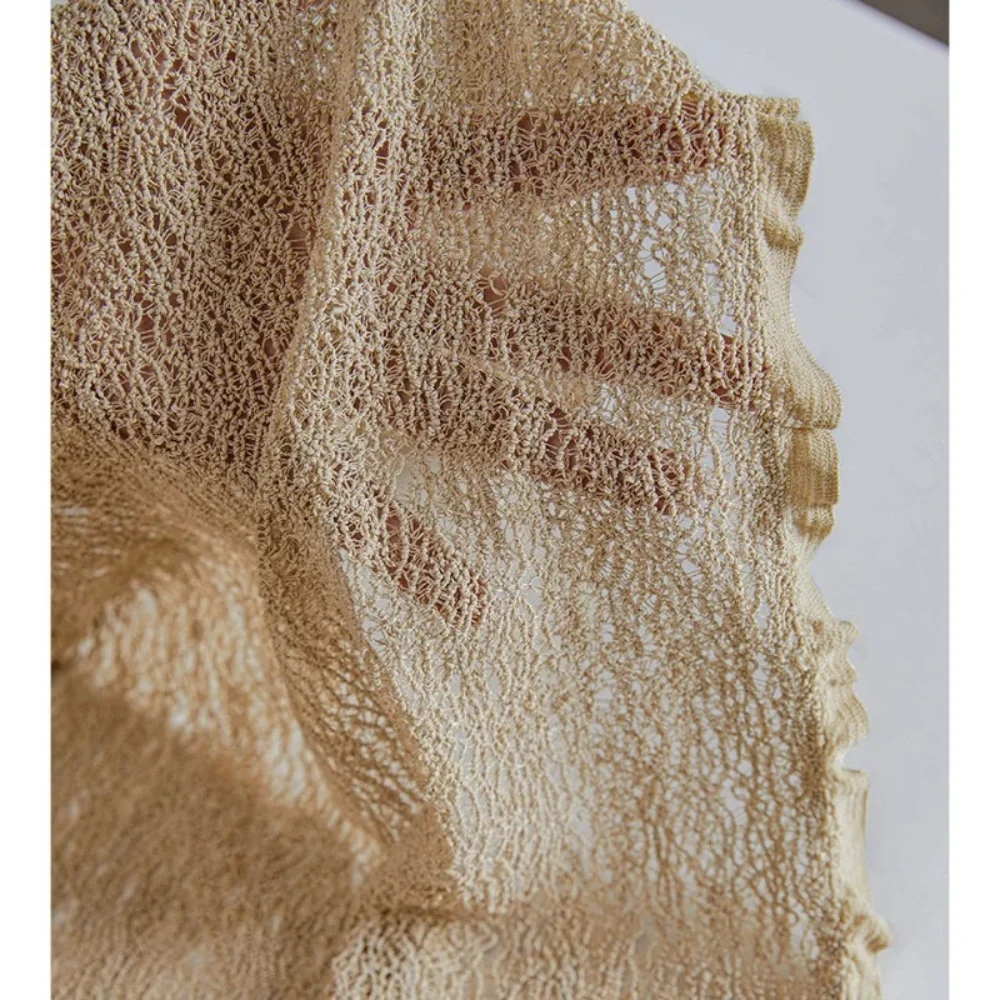 

Micro Elastic Knitted See Through Lace Fabric for Skirt Clothing Designer Thin Transparent Fabrics By The Meter Sewing Cloth