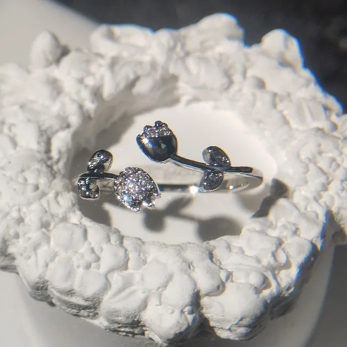 

Tulip Open Ring, Women's High End, Retro, Gentle, Rural Style, Niche Design Ring