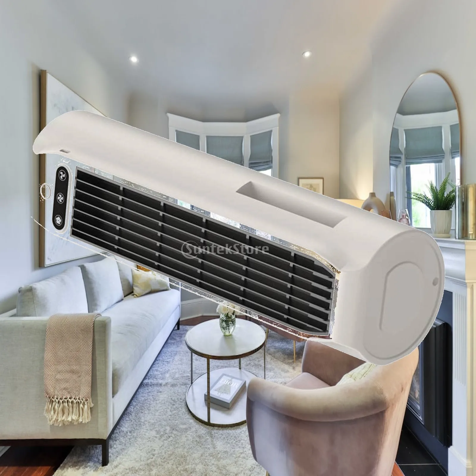Rechargeable Wall Mounted Tower Fan Noiseless Bladeless Column Design Portable Cooling Fan for Study Room Small Spaces