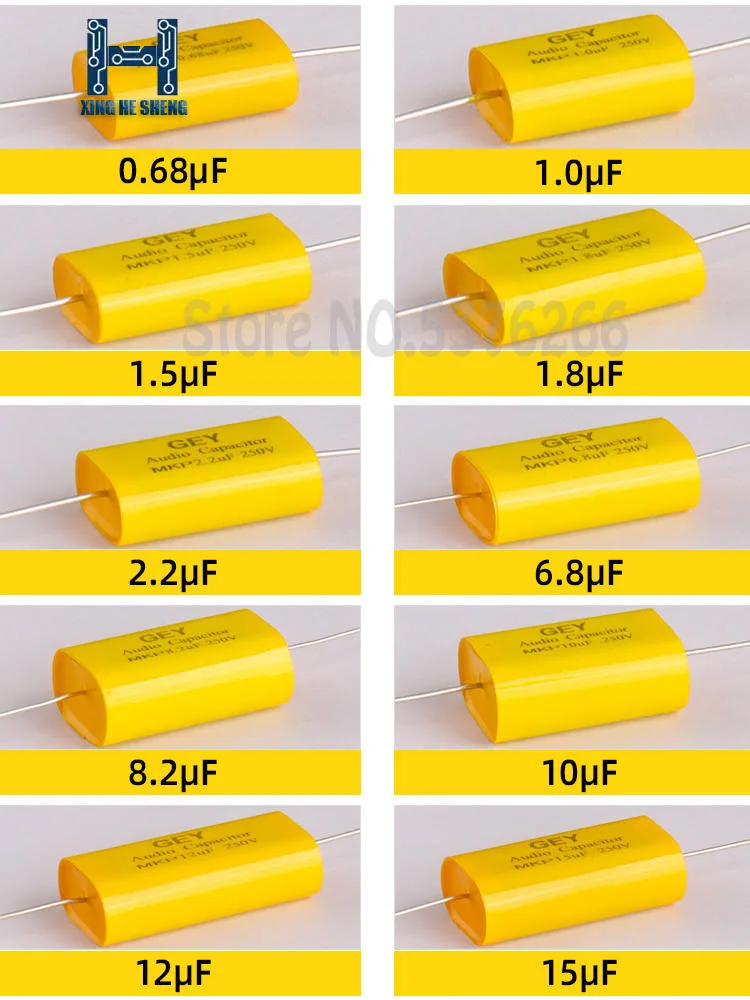 2PCS 0.68uF/2.2UF/3.3UF/4.7uF/6.8UF/8.2UF/22UF/33UF/47UF 250V Tweeter Speaker Frequency Divider Crossover Non-Polarity Capacitor