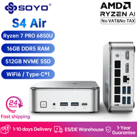 SOYO S4 Air Mini PC Gaming Computer AMD R7-6850U CPU 16GB DDR5 512GB SSD NVME PCIE3.0 Window 11 Pro WiFi6/BT5.2 Mini Computer