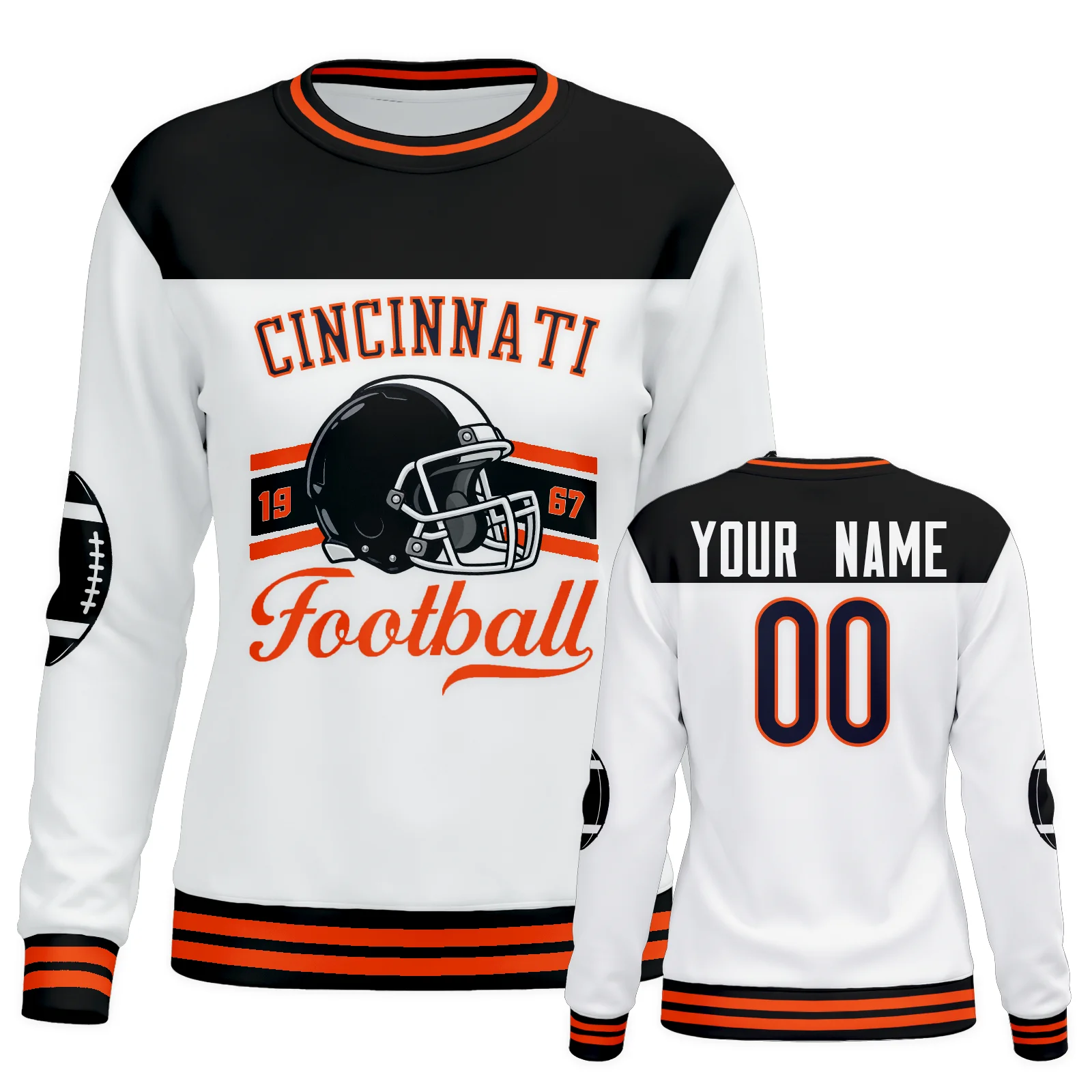 Personalized Cincinnati City Sweatshirt for Women, Custom Name Number Crewneck Sweatshirt, Custom Logo Casual Daily Sweatshirt