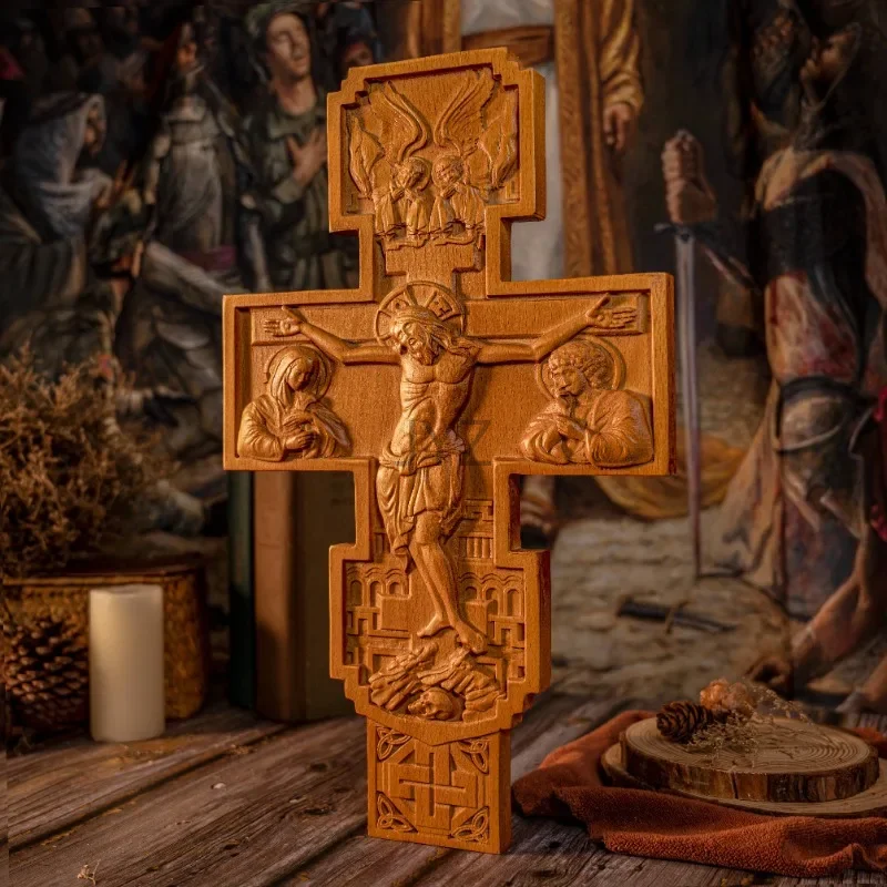 Vintage Religious Wooden Cross Church Decor Home and Farmhouse Statue