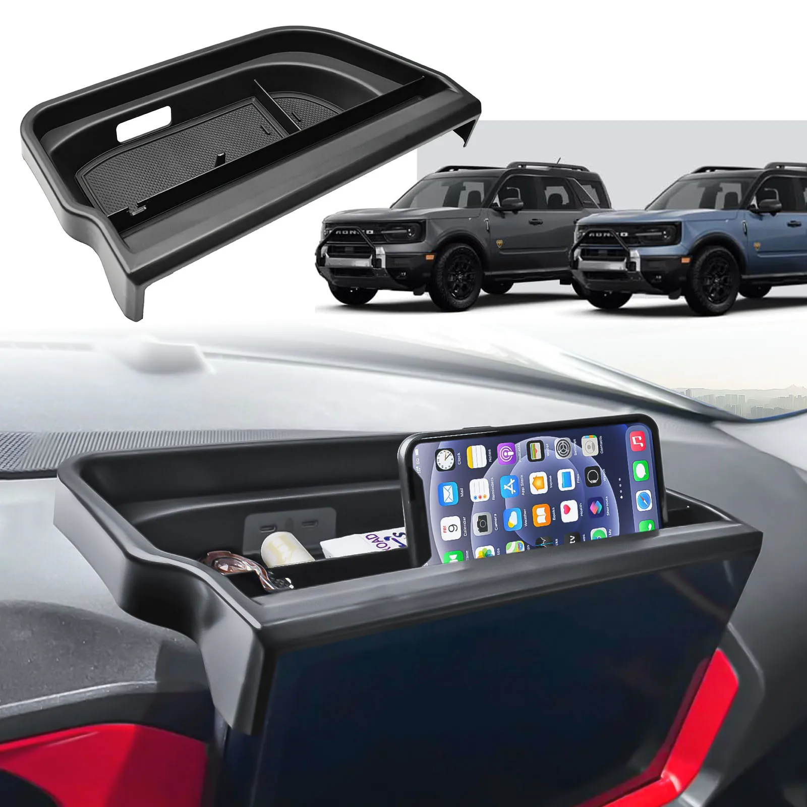 

Center Console Dashboard Tray Organizer For 2025 Ford Bronco Sport Interior Dash Board Behind Screen Car Strorage Accessories