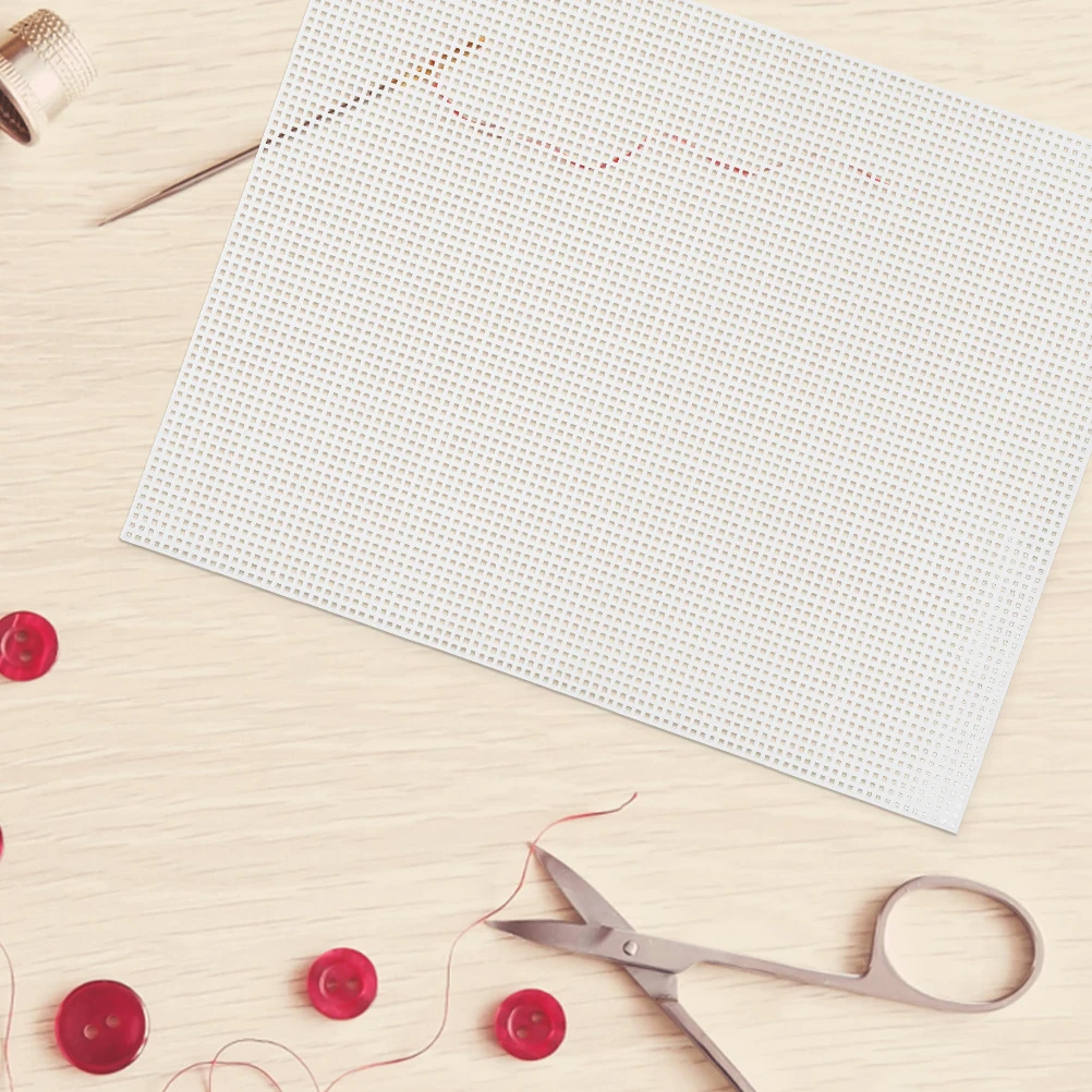 

8Pcs Plastic Mesh Canvas Sheets White Flexible Mesh Grid for Crochet Knit Embroidery Needlework Crossstitch Crafts