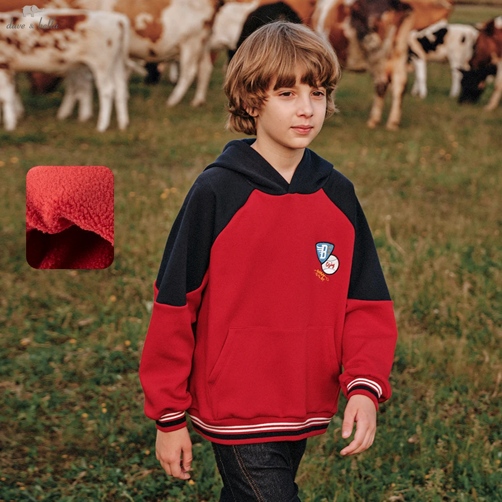 Dave Bella Boys Fleece-lined Sweatshirt Aged 6-12 Years Kids Winter Warm Hoodies Top Knitted Long Sleeve Pullover DK4264350