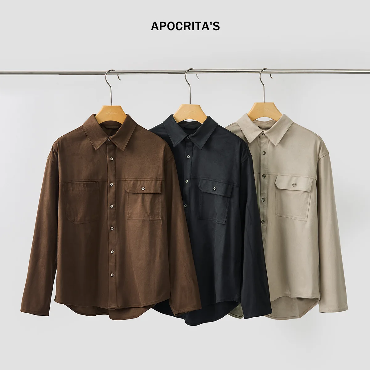 

Men's Long Sve Suede irt Casual Loose Fit Autumn Faionable Casual irt with ket Polyester Blend Fabric