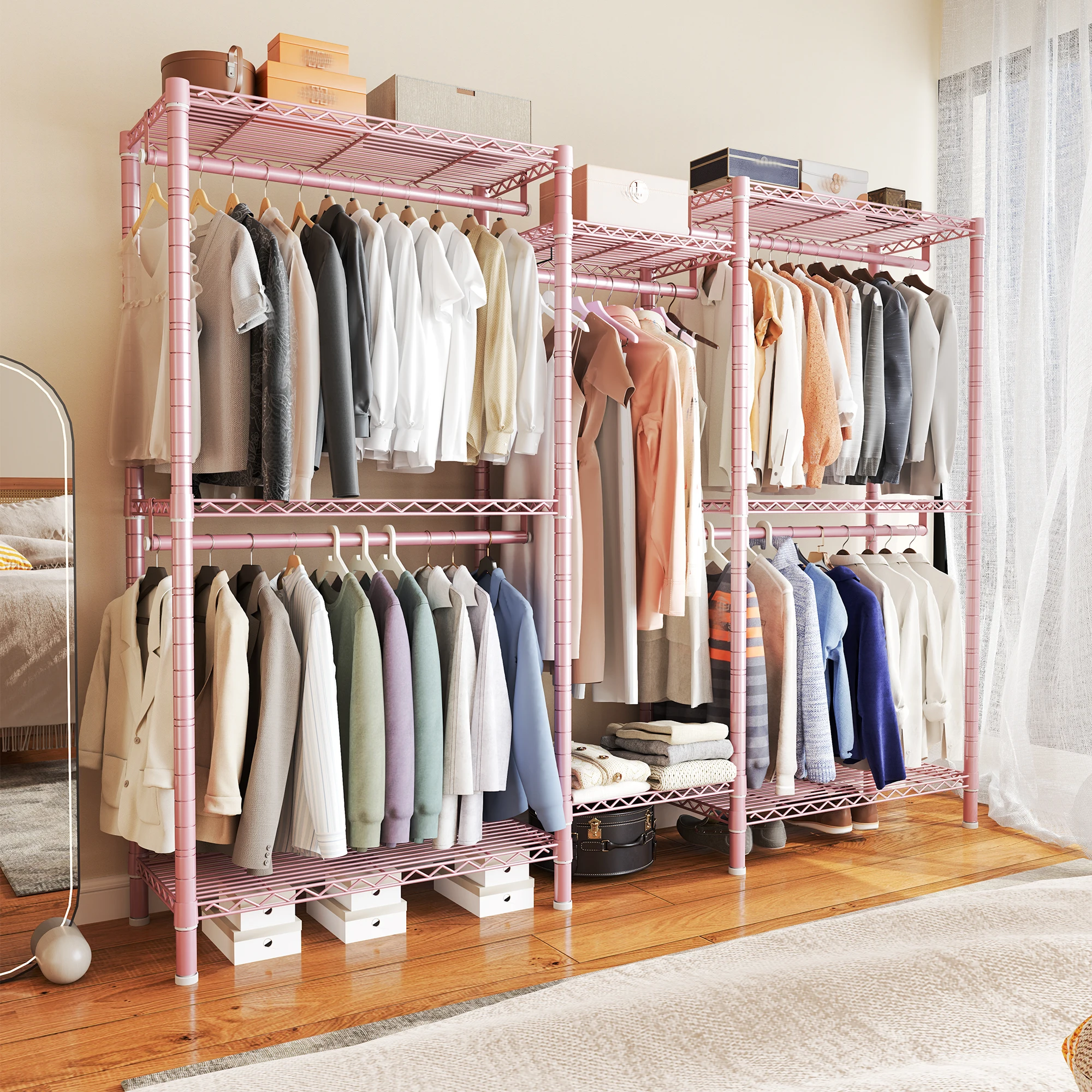 Clothes Rack Heavy Duty Clothing Rack Load 835LBS Clothing Racks for Hanging Clothes Rack Metal Garment Rack Heavy Duty Clothes Rack Free Standing Wardrobe Closet, 77.1
