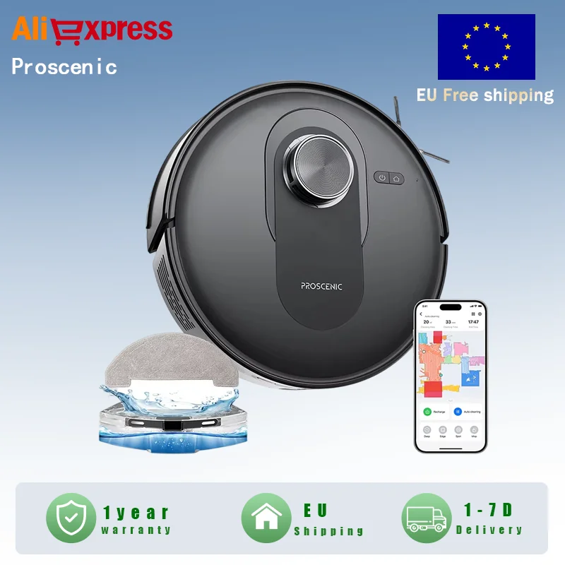 Aspirapolvere robot Proscenic Q8 6000Pa Aspirapolvere robot ultra resistente con navigazione Lidar Telecomando WiFi/Alexa/APP