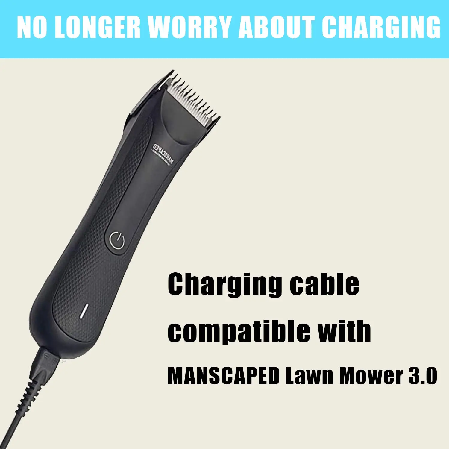 Charger Cord Fit for Manscaped Lawn Mower 3.0/2.0 Electric Groin Hair Trimmer Replacement Charging Cable Power Cord Adapter