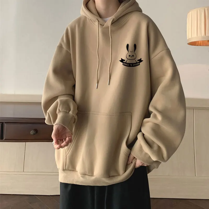 2023 New Little Rabbit Print Hoodie Men's Spring And Autumn Leisure Coat, Black, White, Blue, Gray, Dark Gray, Apricot,M-5XL