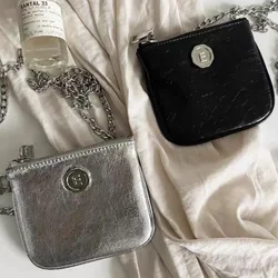 Silver Mini Crossbody Bag for Women Chain Leather Small Decorate Shoulder Bag Lipstick Card Coin Purse Female Shopper Pocket 미니백