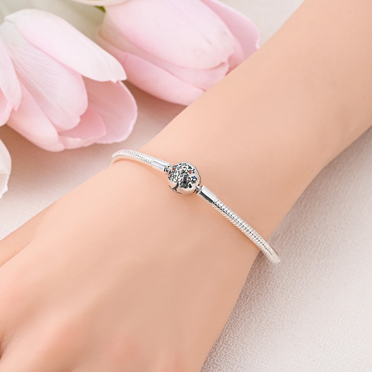 925 Sterling Silber Original Schlangenkette Herzverschluss Perlen-Sicherheitskette Armbänder Passend für Charms DIY Schmuck für Frauen – Detail 11