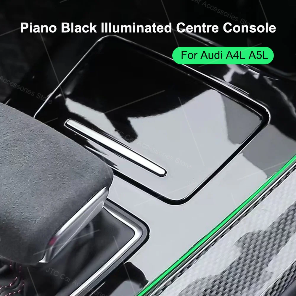 Center Control Decorative Panel for Audi A4 A5 B9 Interior Bright Black Paint Center Light Gear Panel Light LED Ambient Light