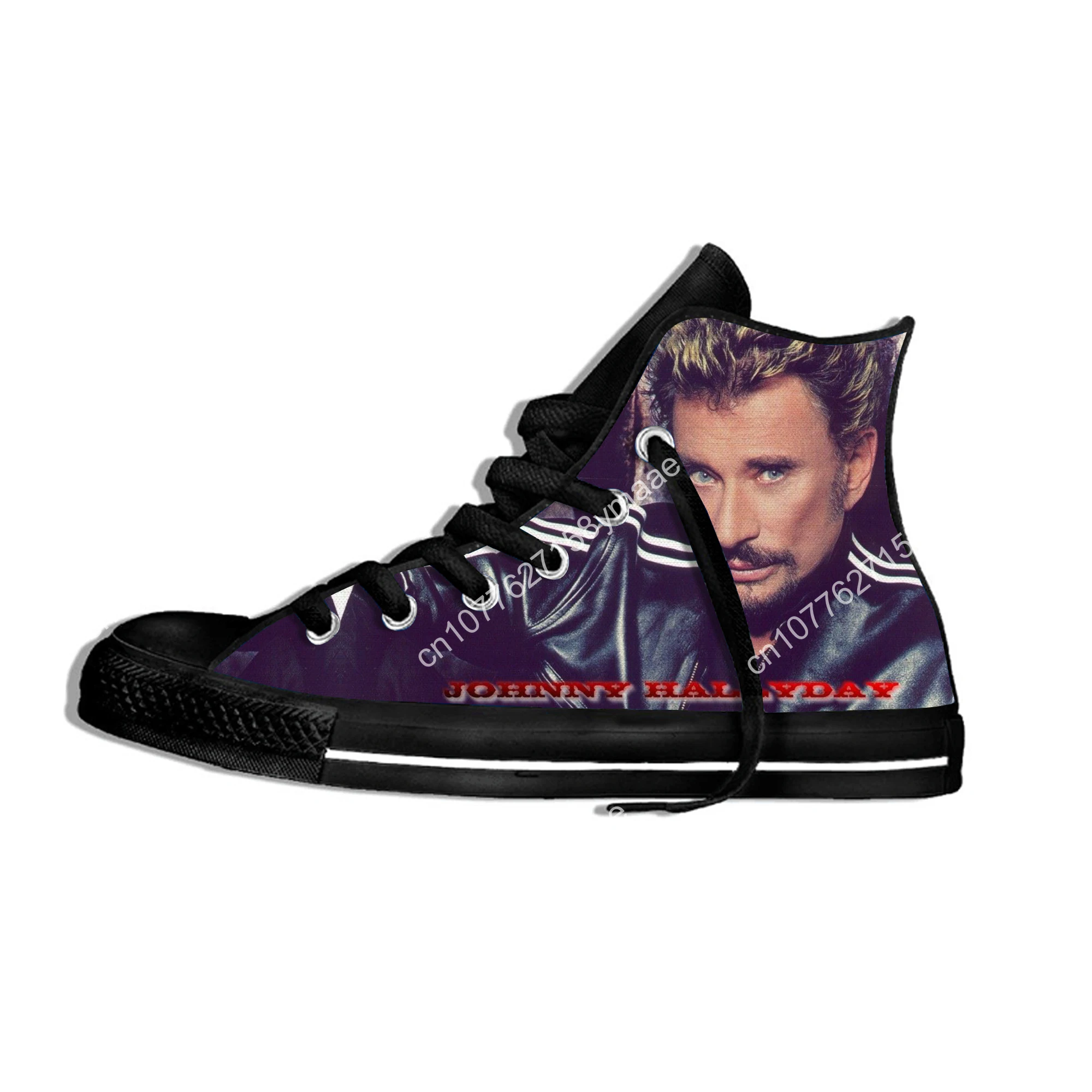 Hot French Star Johnny Hallyday Novelty Design Fashion Lightweight High Top Canvas Shoes Men Women Casual Breathable Sneakers