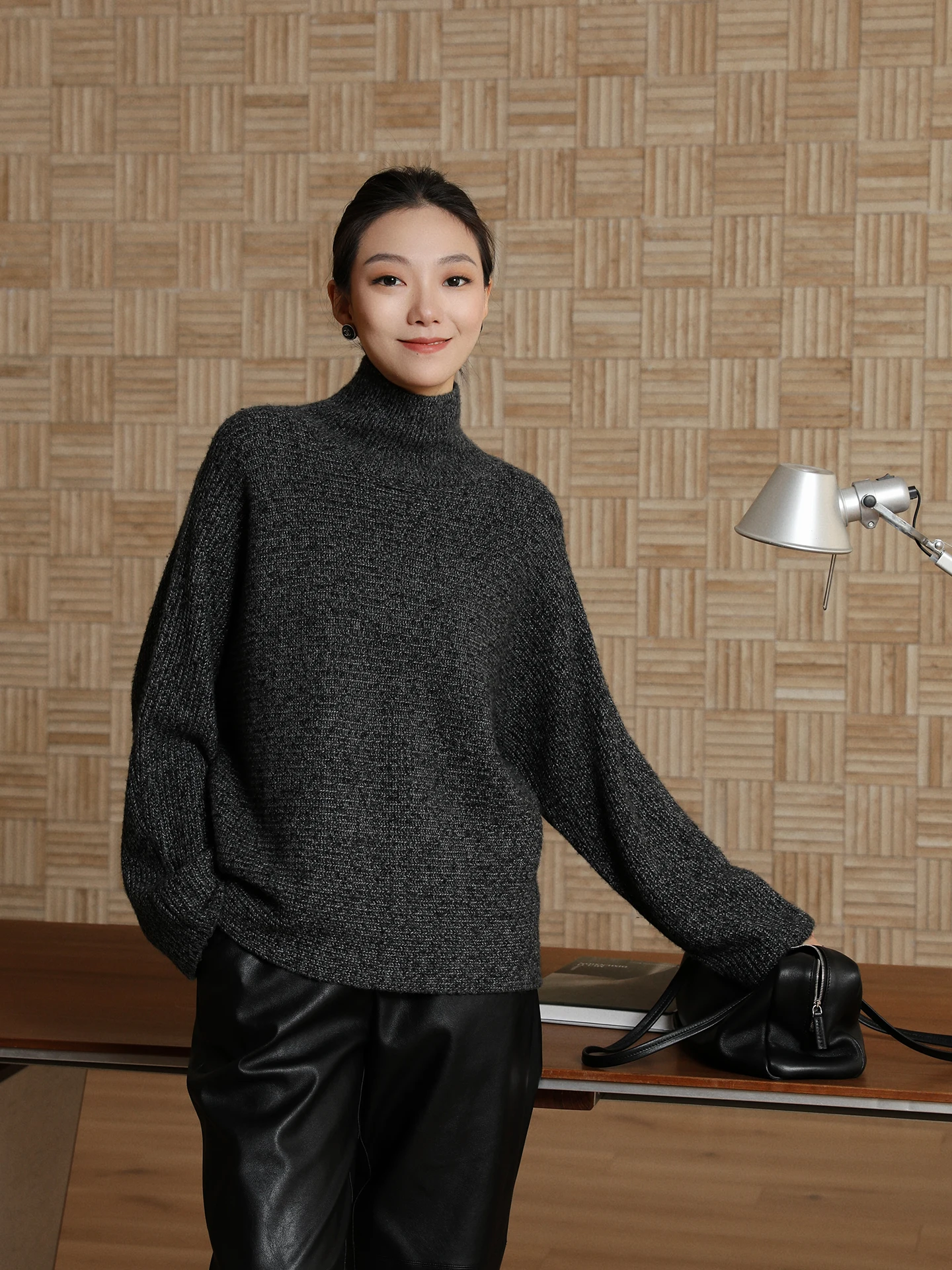 

Lu Sle Thiened Wool Silk Loose High Collar Sweater Women's Warm Knitted Long Sve Pure Color Base Layer Winter New Ar...