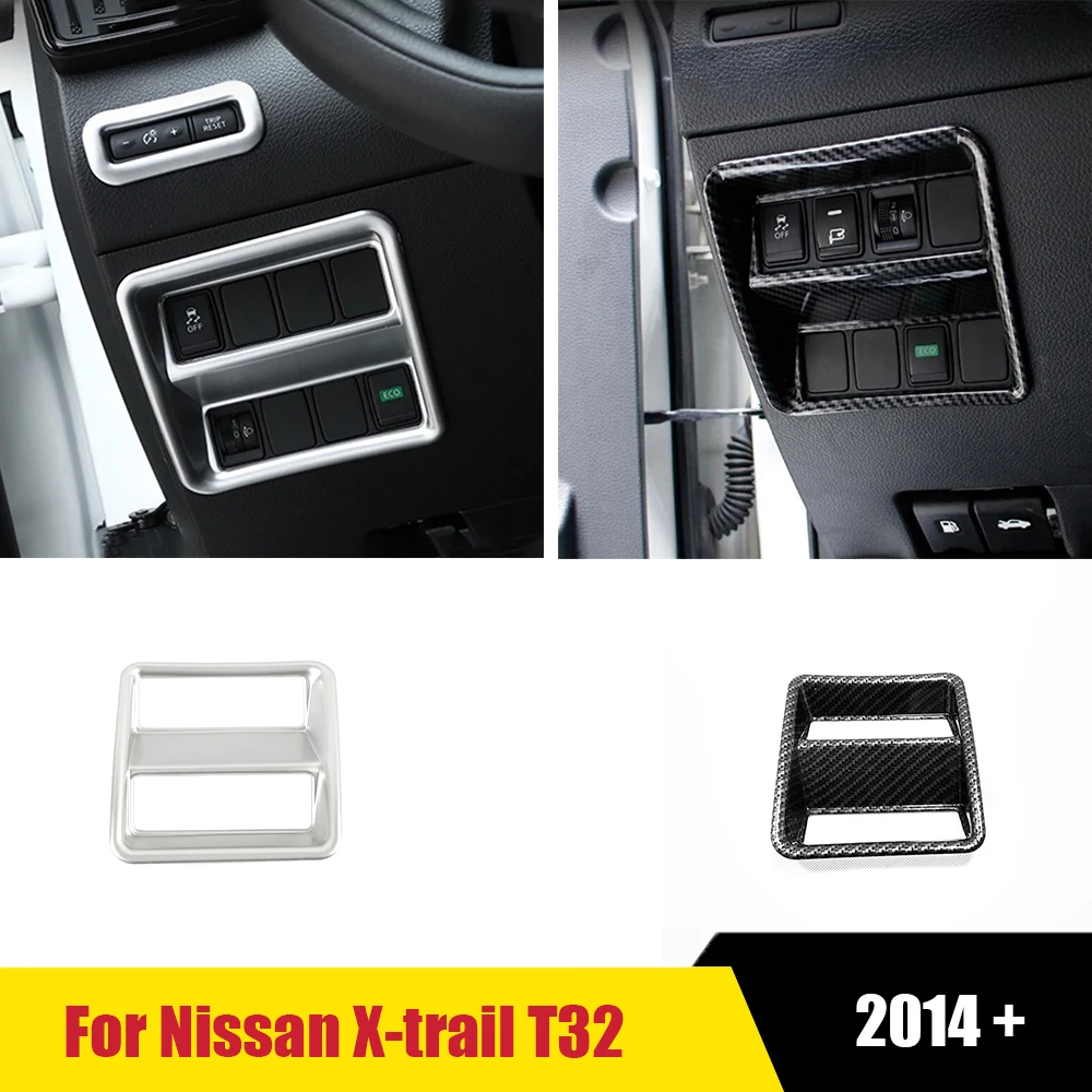 

For Nissan X-Trail T32 Rogue 2014-2018 Accessories ABS Carbon MATTE Car Headlamps Adjustment Switch Cover Trim car styling 1pcs