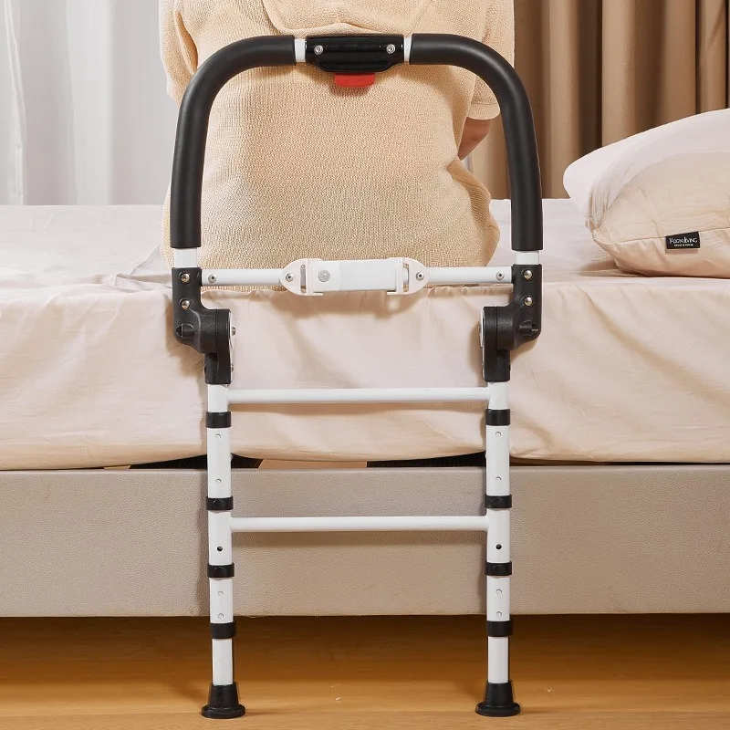 Foldable Bedside Assist Rail with Light Non Slip Support Frame for Elderly Household Anti Fall Bar