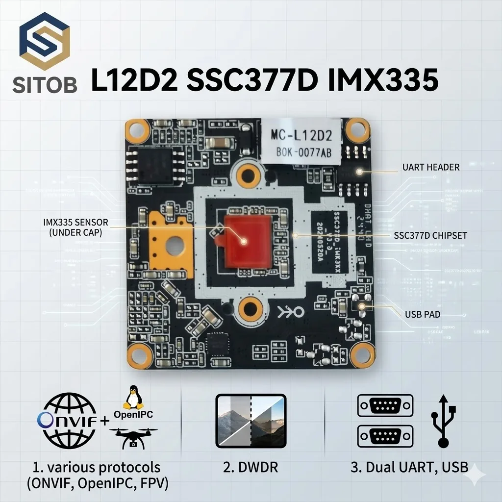 

Модуль IP-камеры L12D2 Sigmastar SSC377D+ IMX335 6 МП, поддержка сравнения лиц при 6 МП при 25 кадрах/с, глубокая защита периметра