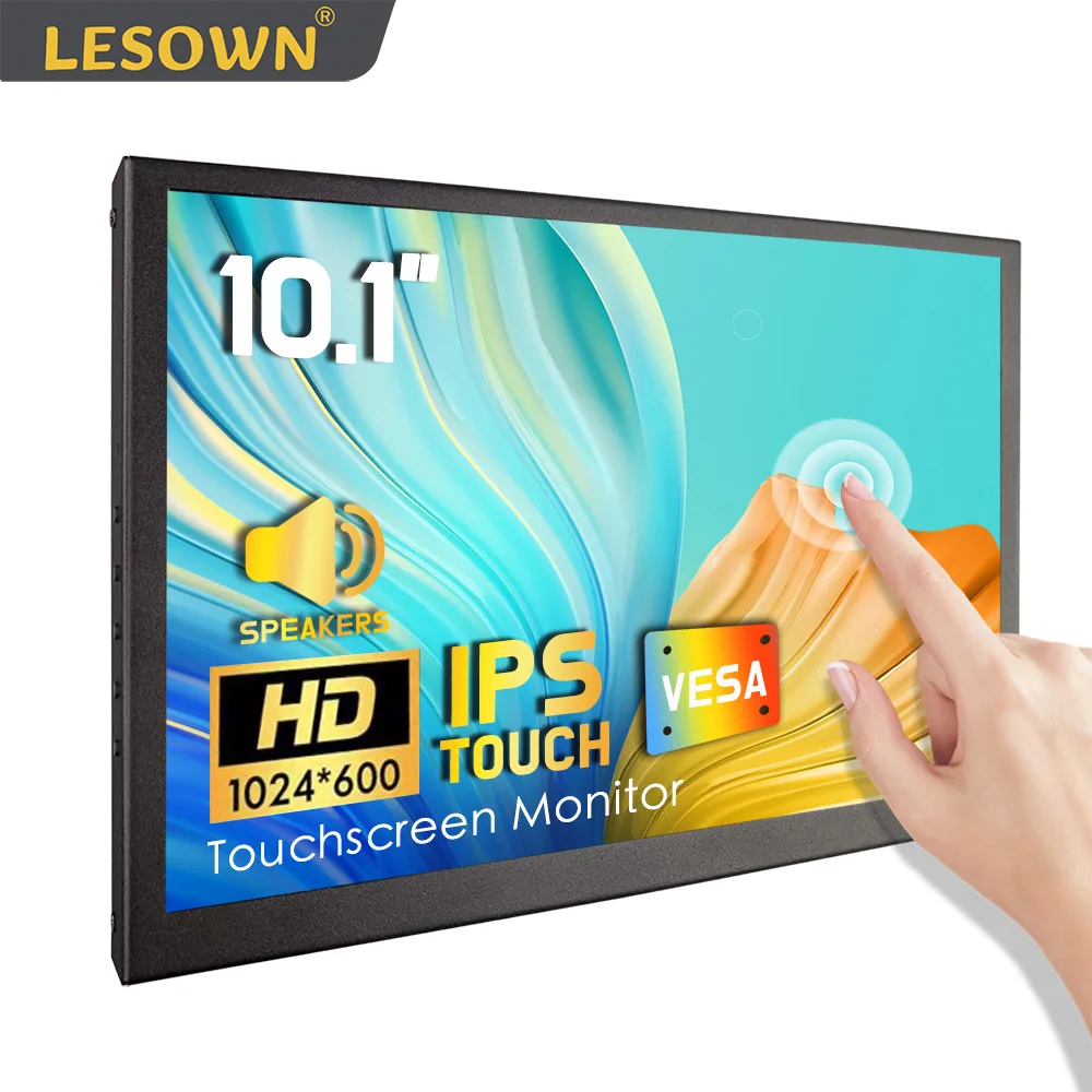 

LESOWN 10.1 inch Touch Screen Small Wide HDMI LCD Monitor 1024x600 IPS Portable USB External Secondary Gaming Display