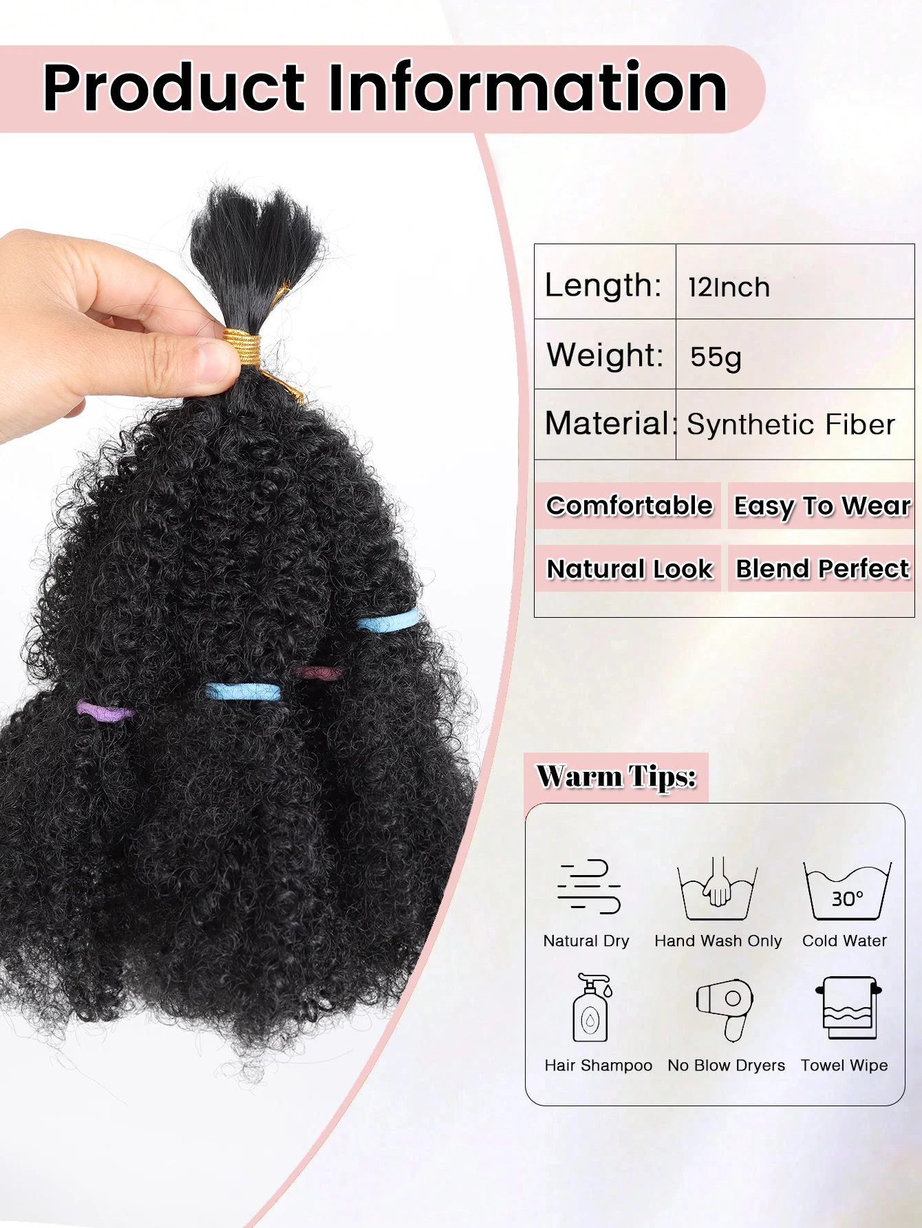 Afro Kinky Hair 12 Inch 1 Packs(8stands/pack) Pre Synthetic Afro Kinky Twist Hair Afro Braiding Hair Kinky Twist Crochet Braids