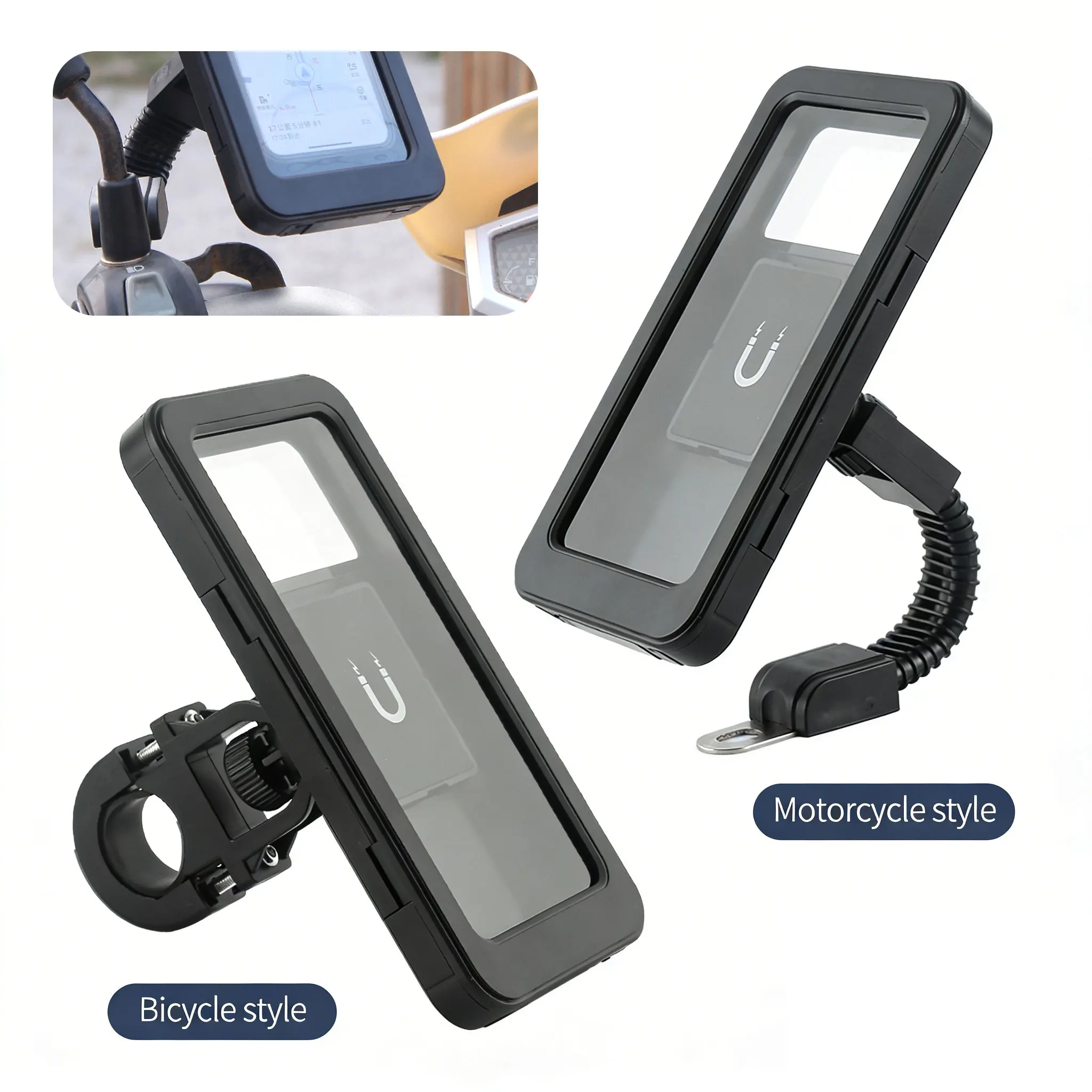 Universal Motorcycle & Car Phone Holder Handlebar Mount Rotatable Anti-Shake Stable Bracket for All Mobile Phones GPS Devices