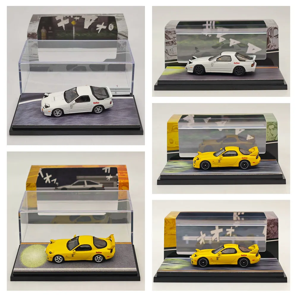 

Hobby Japan 1/64 for RX-7 (FC3S)/(FD3S) RedSuns Initial D Open Headlights Diecast Models Car Miniature Auto Toys Gift Collection