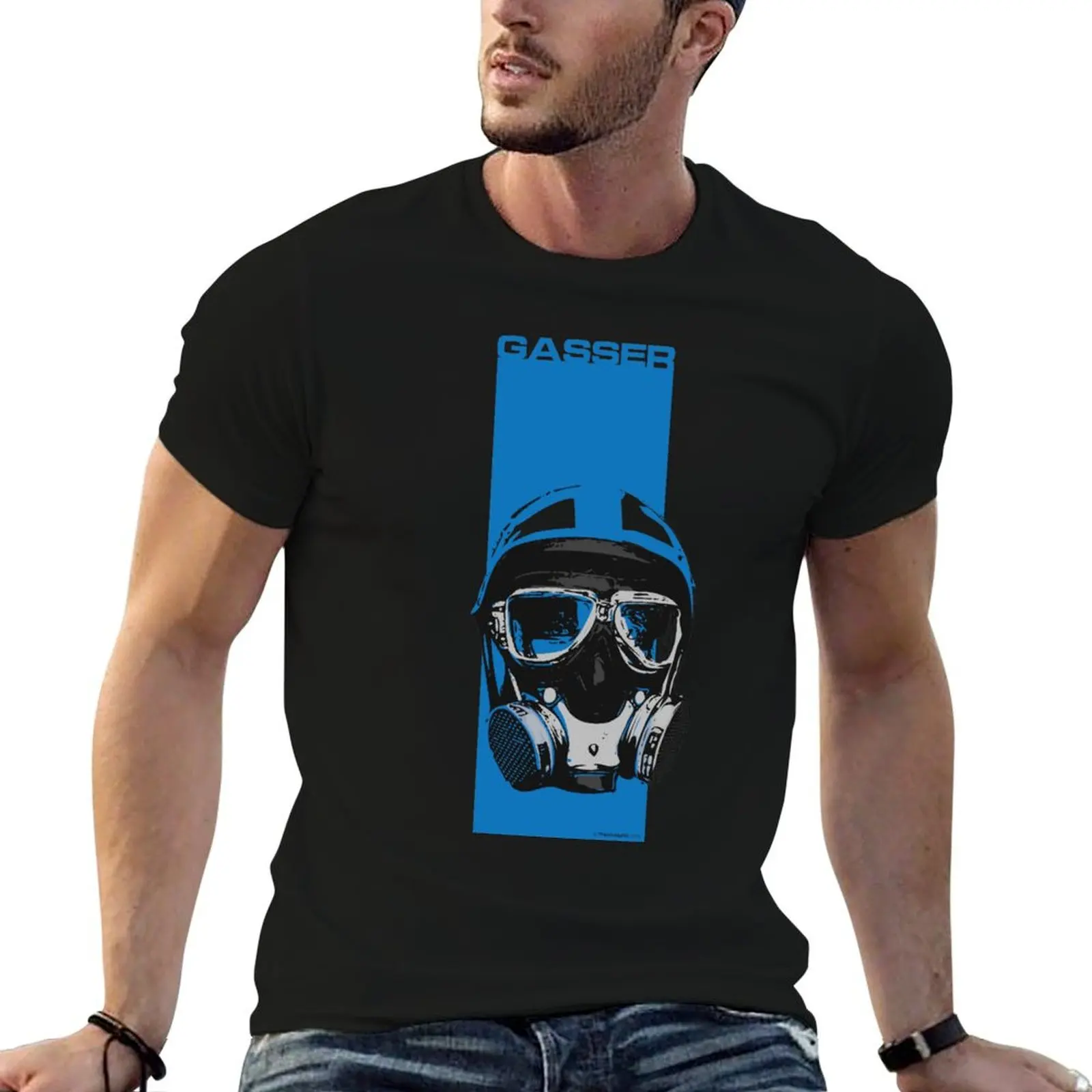 Gasser-Blue T-Shirt cotton graphic tees quick-drying sports fans men t shirt