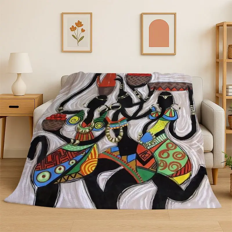 Africa Ethiopian Art Tradition Custom Flannel Blanket Soft Throw Blanket for Bedroom Living Room Bed Travel Camping Picnic Cover