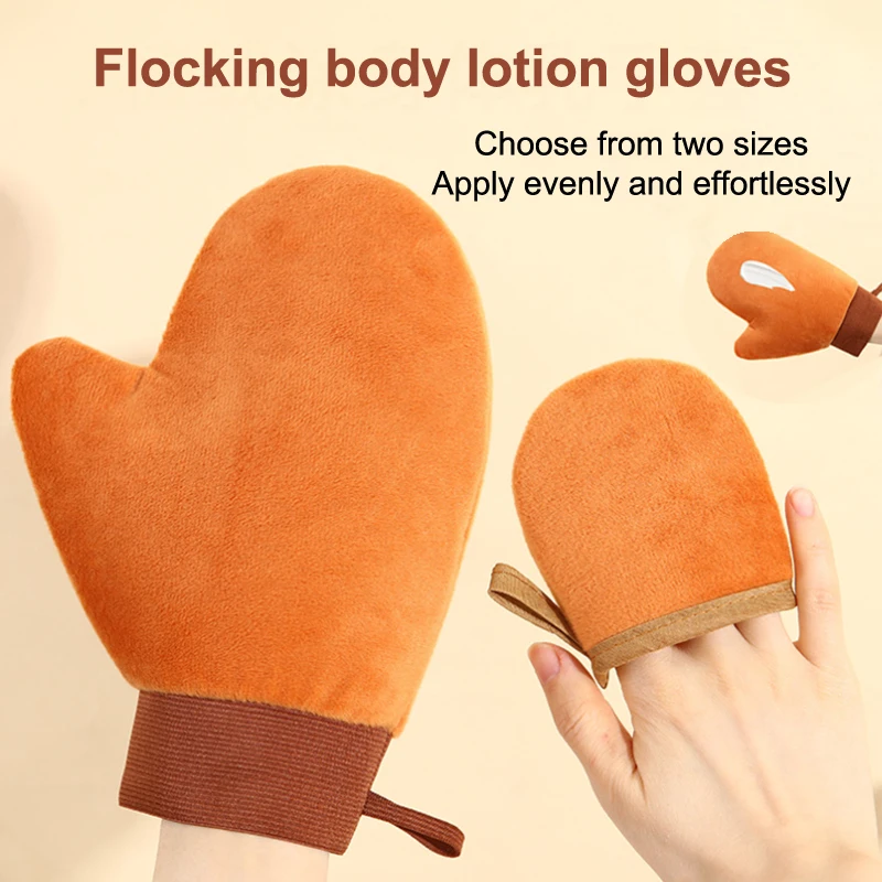 {Ali-CC22} قفاز ناعم للتسمير الذاتي للجسم قابل لإعادة الاستخدام على الوجهين، قفاز تنظيف الجسم يمنع أداة توزيع الأيدي اللزجة