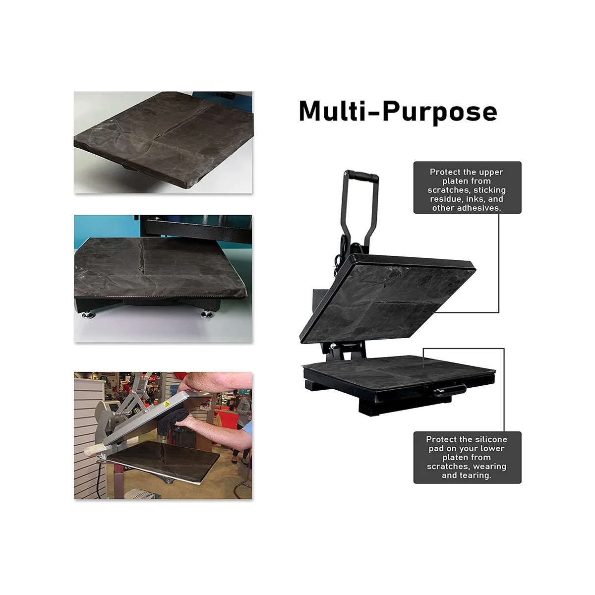 Heat Press Platen Wrap Cover, Heat Press, Placa de aquecimento, Capa protetora, Alta temperatura, Anti-Stick, 2pcs, 15x15In