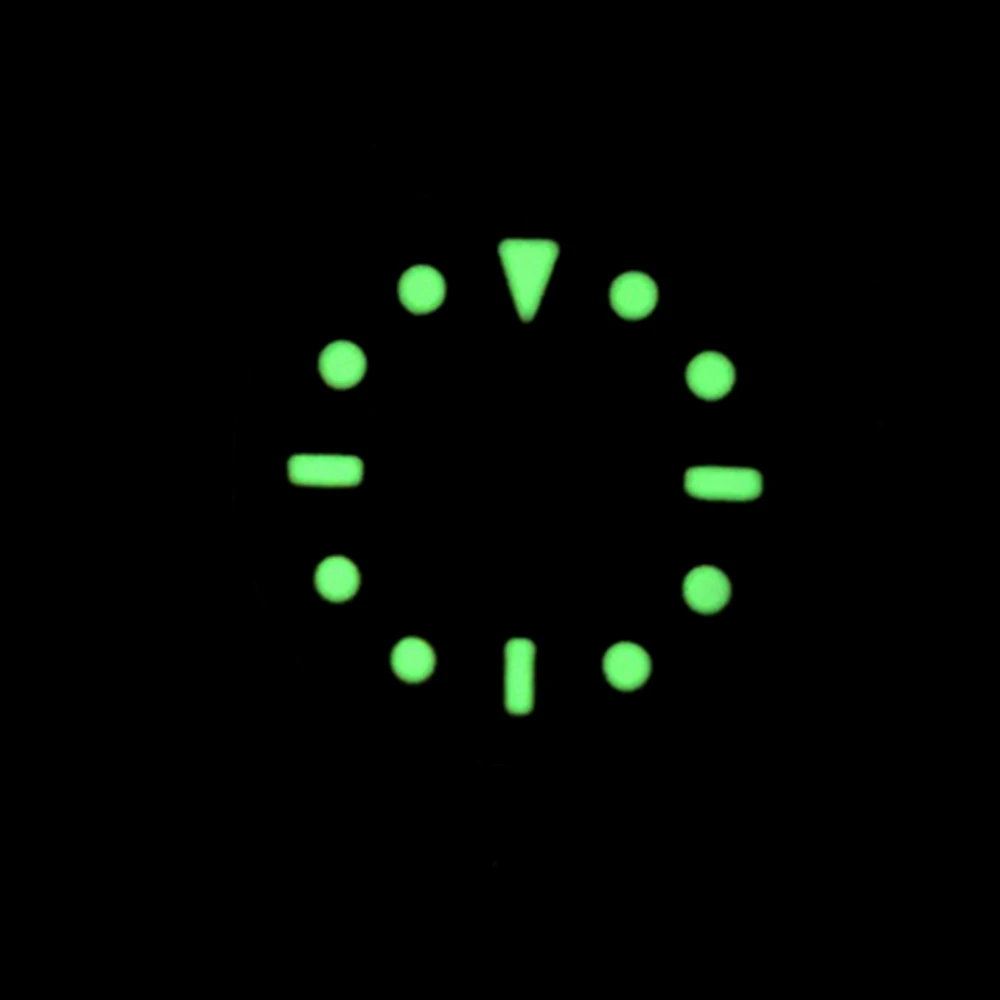 Quadrante SUB con logo S retrò nero da 28,5 mm adatto per NH35/NH36/4R/7S movimento automatico giapponese orologio luminoso verde