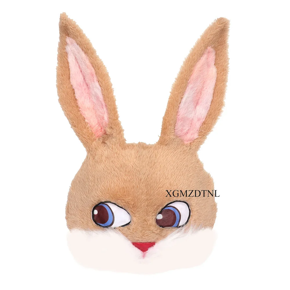 Masque de lapin en peluche de simulation de fête de Pâques pour fille, couverture de visage d'animal, accessoires de cosplay demi-visage, chat mignon et lapin, maquillage de danse, 2024