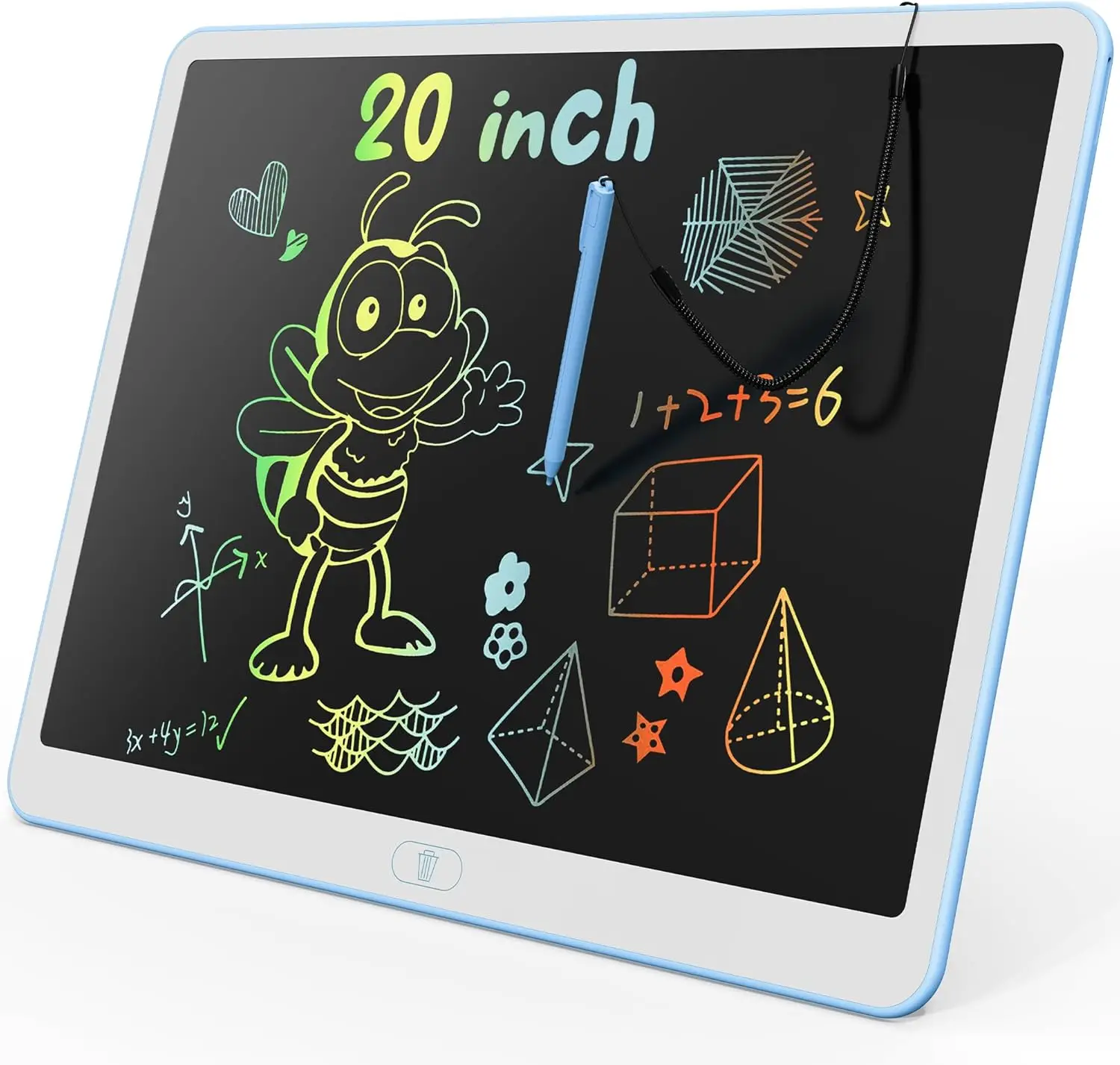

20-Inch Colorful LCD Writing Tablet, Reusable Doodle Board for Kids Ages 3-6, Educational Drawing Toy in Blue