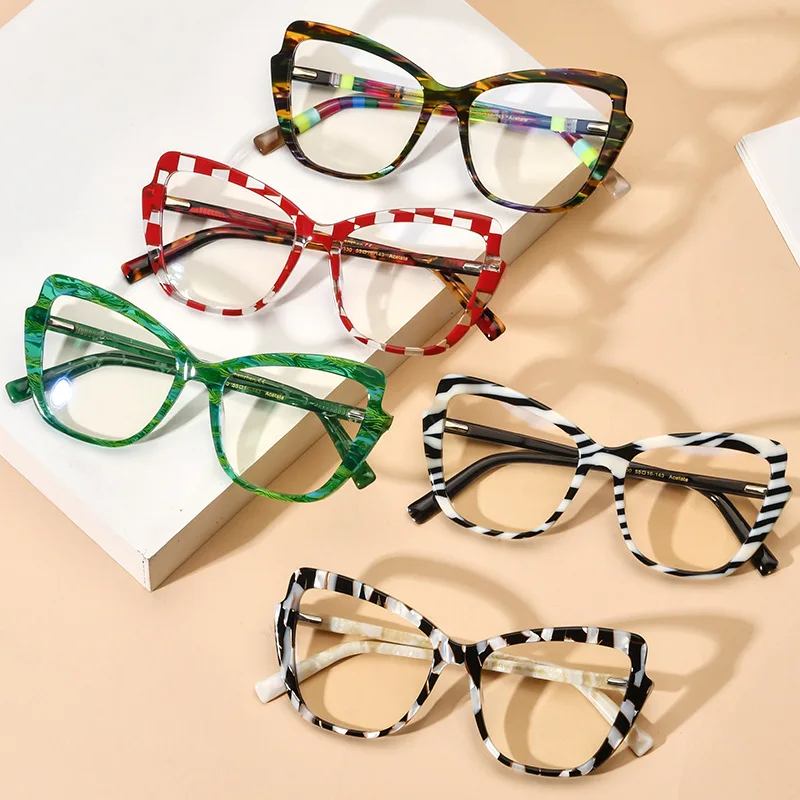 Vintage Acetate Eyeglasses Frame Female Cat Eye Reading Glasses Women Anti Blue Light Prescription Glasses Spectacles Eyewear