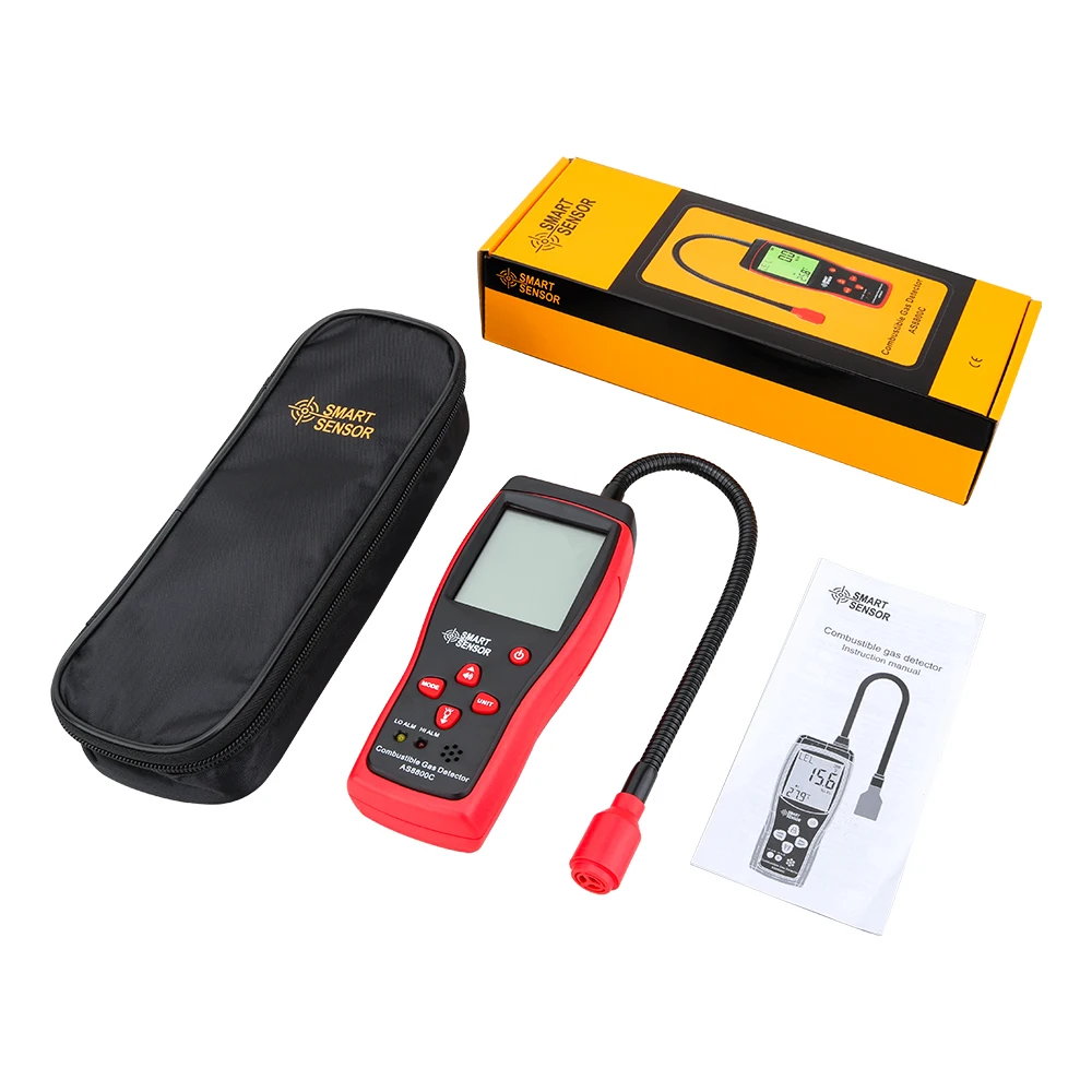 2024 New Portable Gas Leak Detector 0-10000PPM Sound & Light Alarm Combustible Flammable Natural Methane Gas Detector