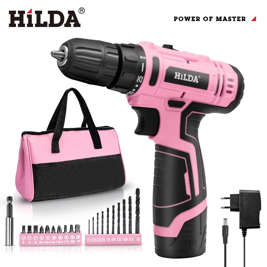 

HILDA/Hilda Rechargeable Household Lithium Battery 12v Hand Drill Electric Screwdriver Set