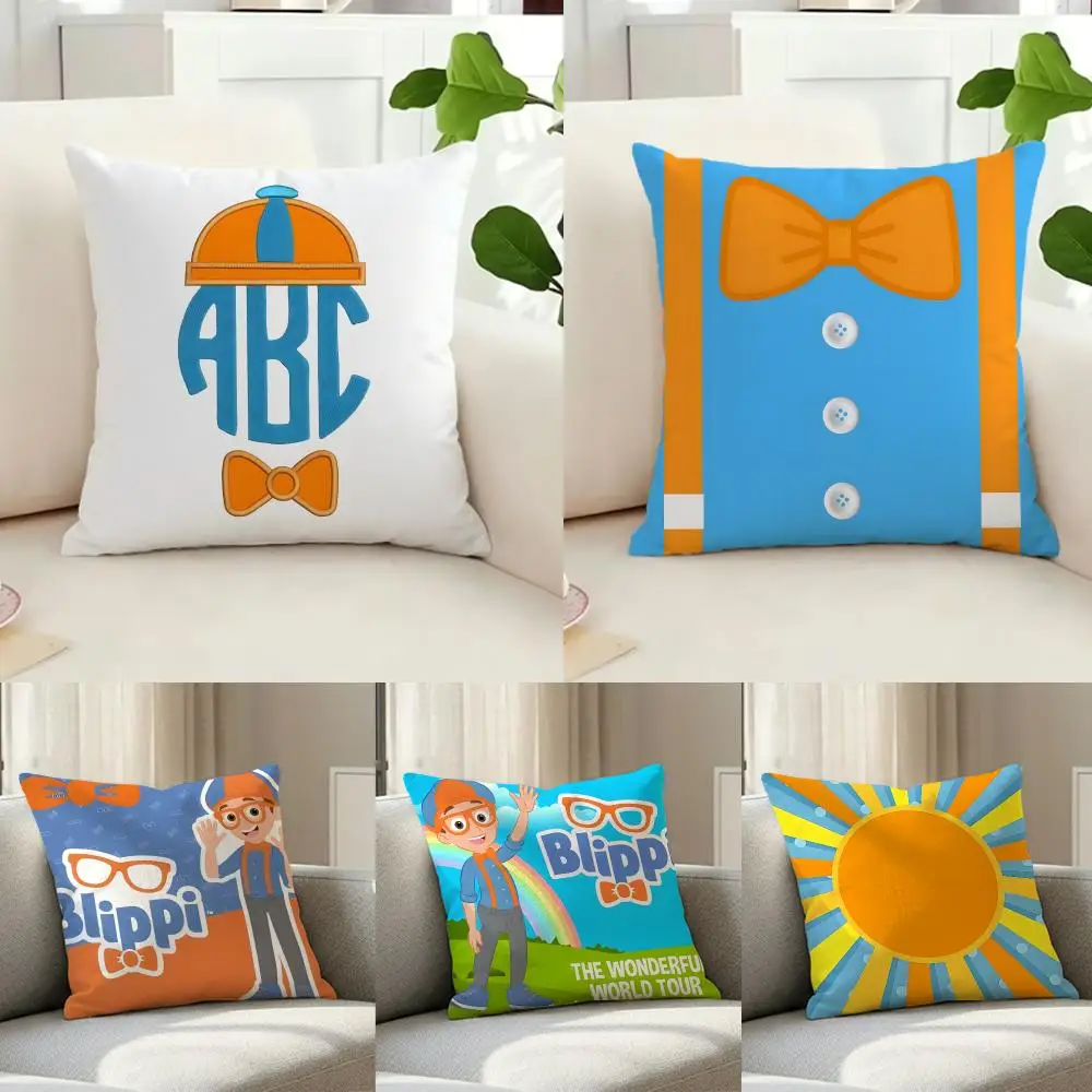 children media B-Blippi Cushion Cover Washable Faux Linen Cover Modern Lightweight for Living Room Sofa